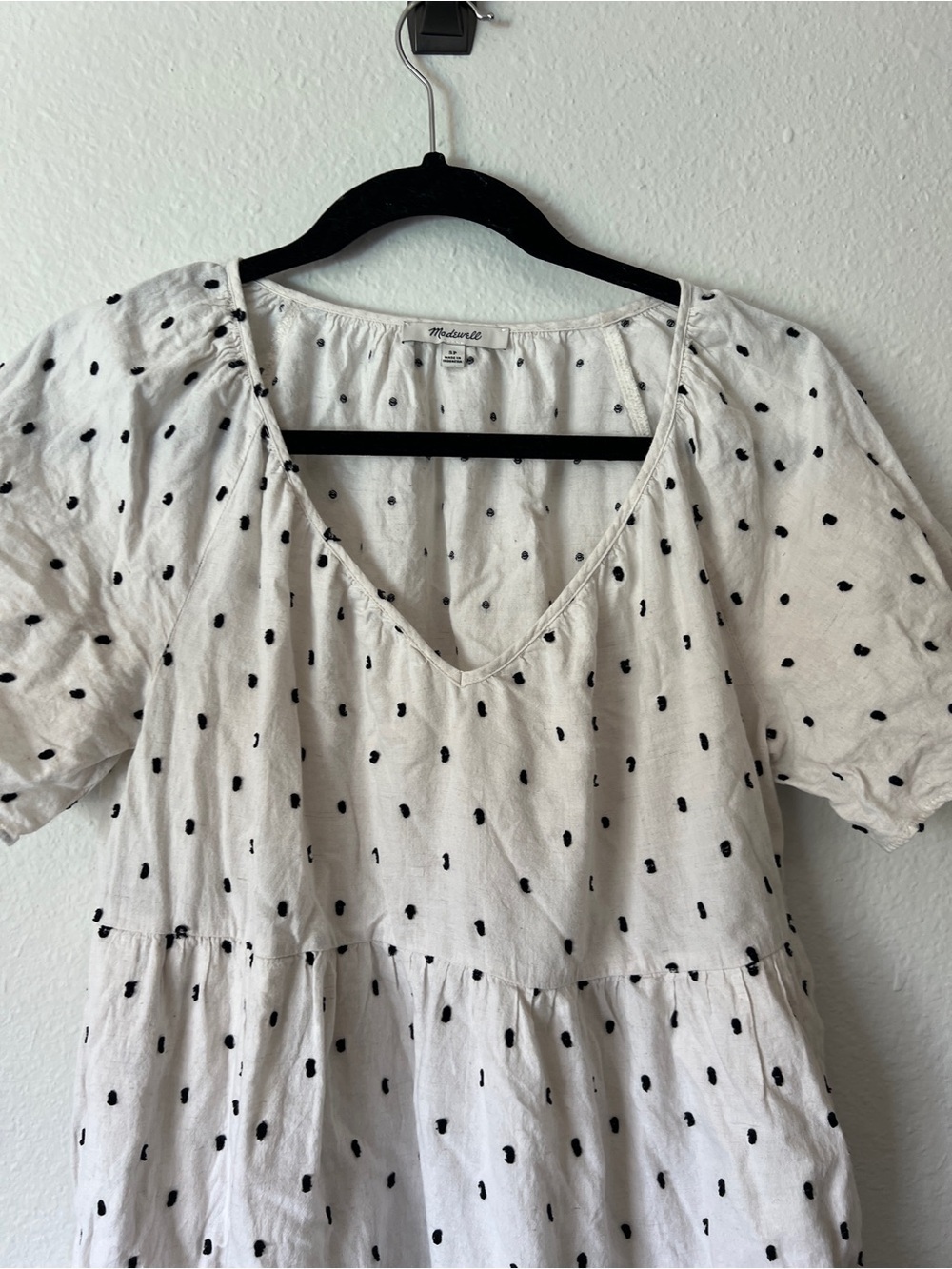 Madewell Cotton-Linen Lorelei Mini Dress in Clip‎ Dot Size Medium - Picture 3 of 5